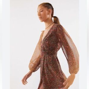Urban Outfitters Bleecker Floral Wrap Mini Dress - S
